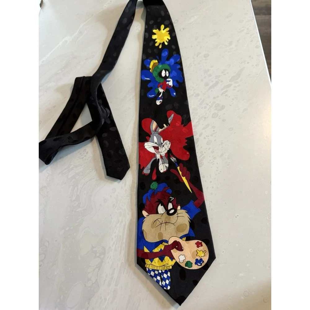 Vintage Looney Tunes Mania Ties Lot of 3 Bugs Bunny Taz Pepe Le Pew Silk‎ 90s WB